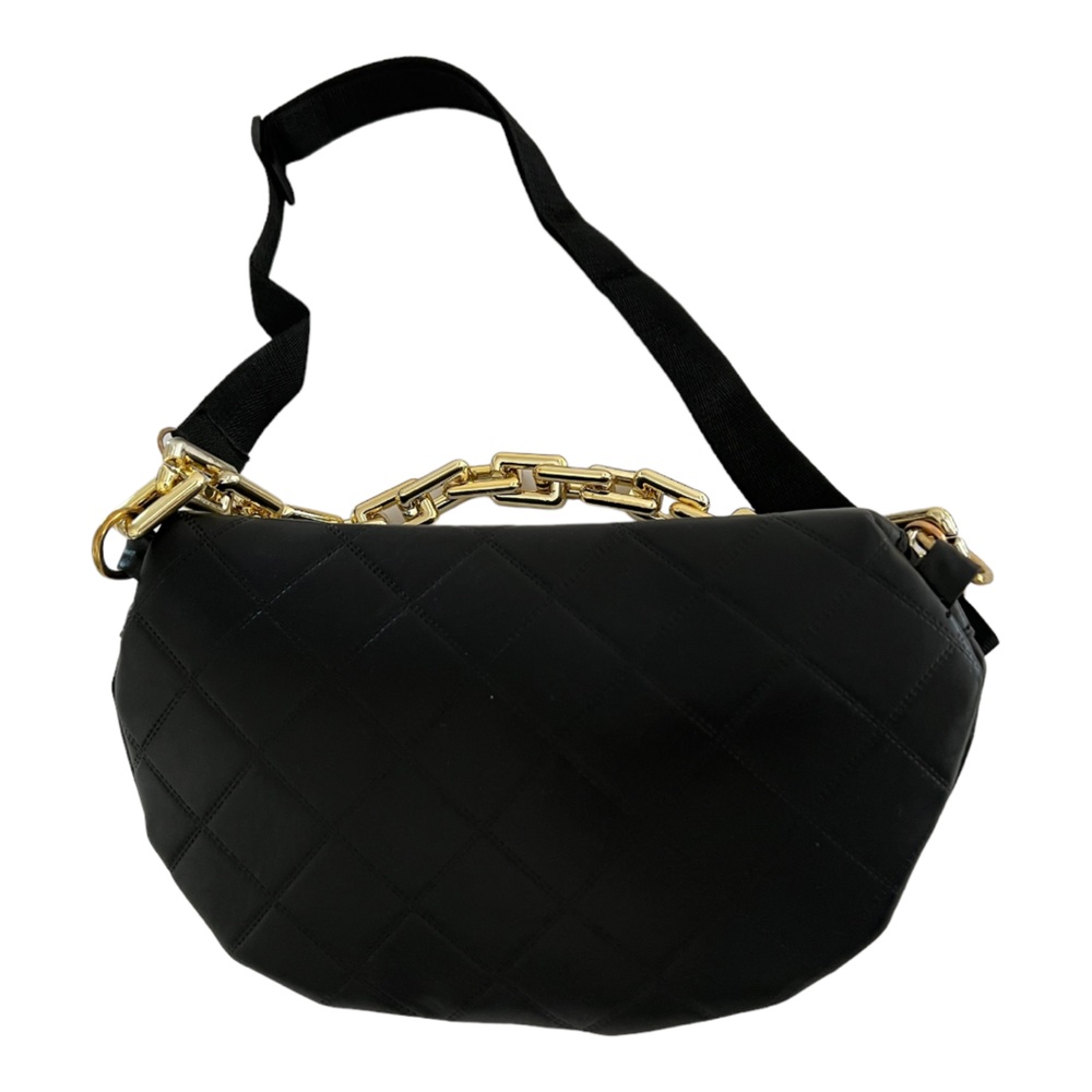 crossbody crescent bag sling Gold black adjustable strap chain detail - Picture 5 of 10